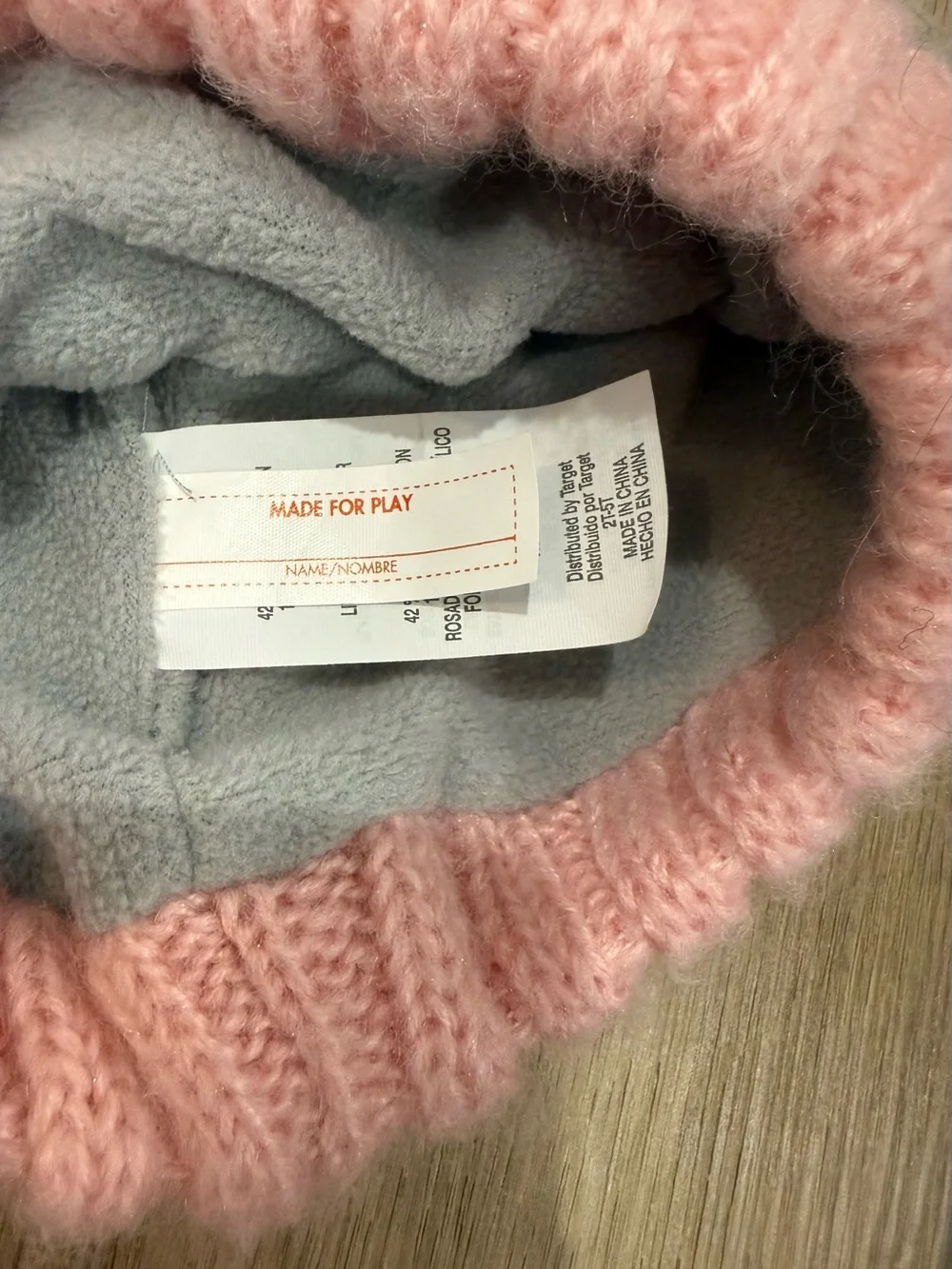 Girls Gray & Pink Bunny Rabbit Knit Winter Hat with Floppy Ears Wool Alpaca